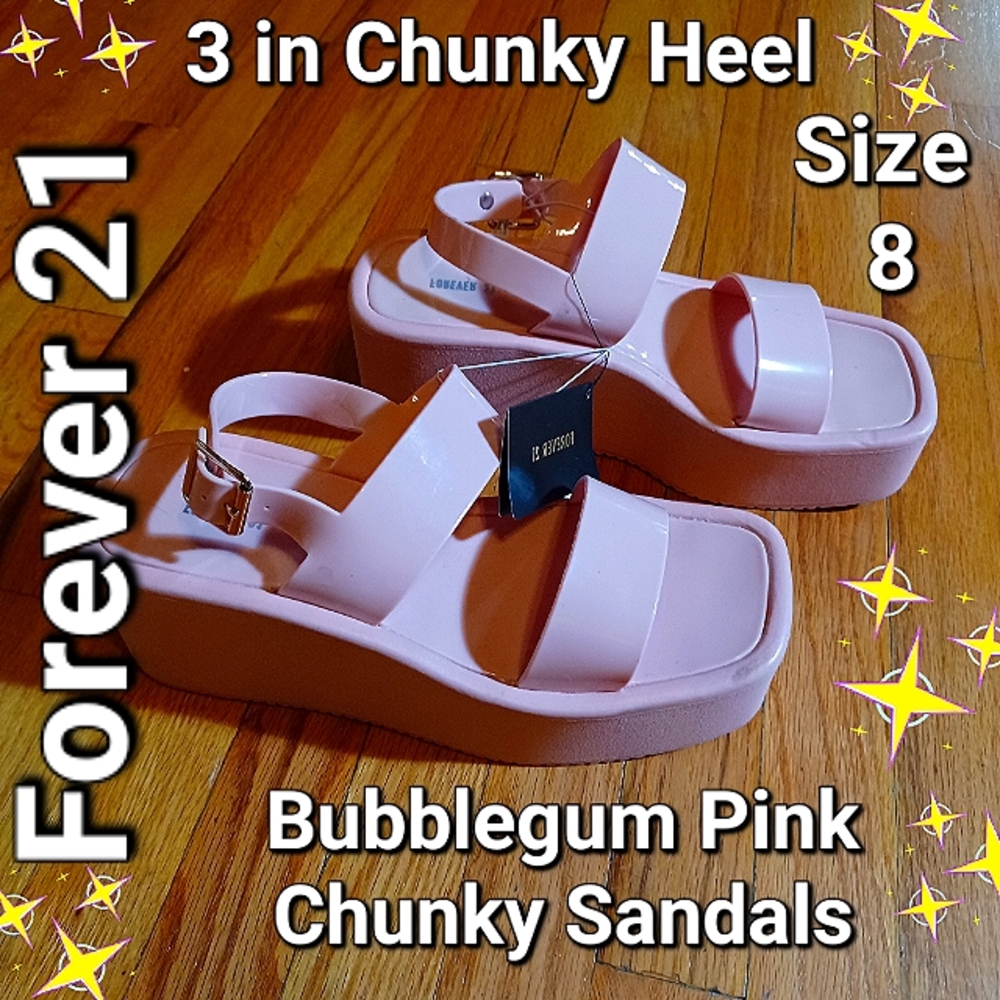 Forever 21 Bubble Gum Pink Chunky Platform Sandals
